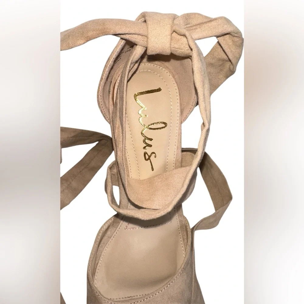 Lulu’s Dorian Natural Suede Lace-Up Platform Heels - Picture 5 of 16